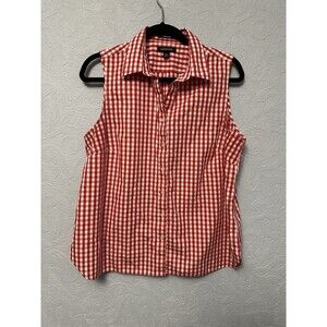 Lands End Size 16P Check Button Up Top D30